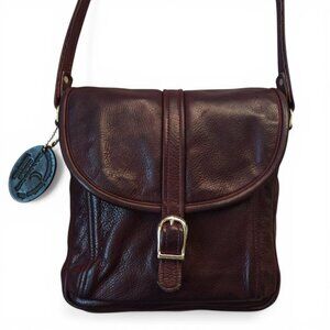Moonshine Leather Co Brown Leather Crossbody Bag USA Flap Buckle Shoulder Bag